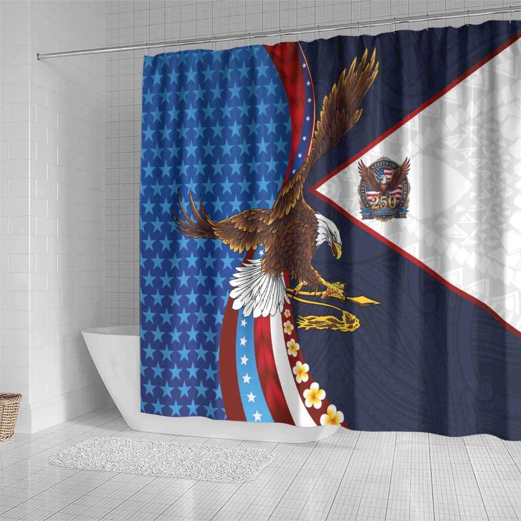 American Samoa and United States Semiquincentennial Shower Curtain Bald Eagle with National Flag Style LT03 - Polynesian Pride