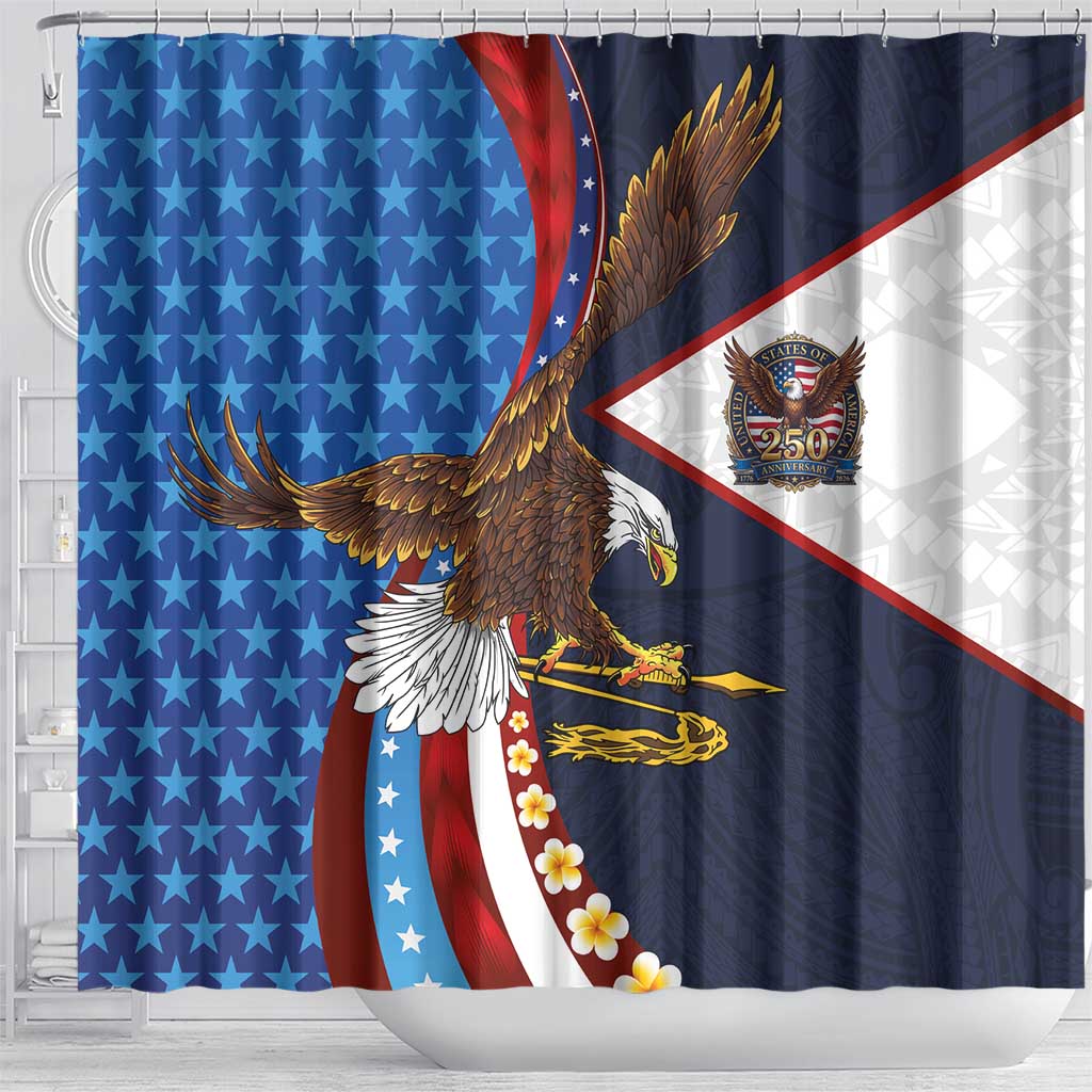 American Samoa and United States Semiquincentennial Shower Curtain Bald Eagle with National Flag Style LT03 - Polynesian Pride