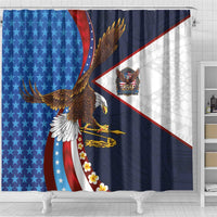American Samoa and United States Semiquincentennial Shower Curtain Bald Eagle with National Flag Style LT03 - Polynesian Pride