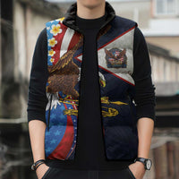 American Samoa and United States Semiquincentennial Sleeveless Puffer Jacket Bald Eagle with National Flag Style LT03 - Polynesian Pride