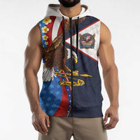 American Samoa and United States Semiquincentennial Sleeveless Zip Hoodie Bald Eagle with National Flag Style LT03 - Polynesian Pride