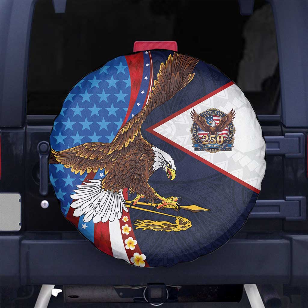 American Samoa and United States Semiquincentennial Spare Tire Cover Bald Eagle with National Flag Style