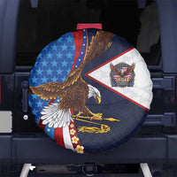 American Samoa and United States Semiquincentennial Spare Tire Cover Bald Eagle with National Flag Style LT03 No hole Multicolor - Polynesian Pride