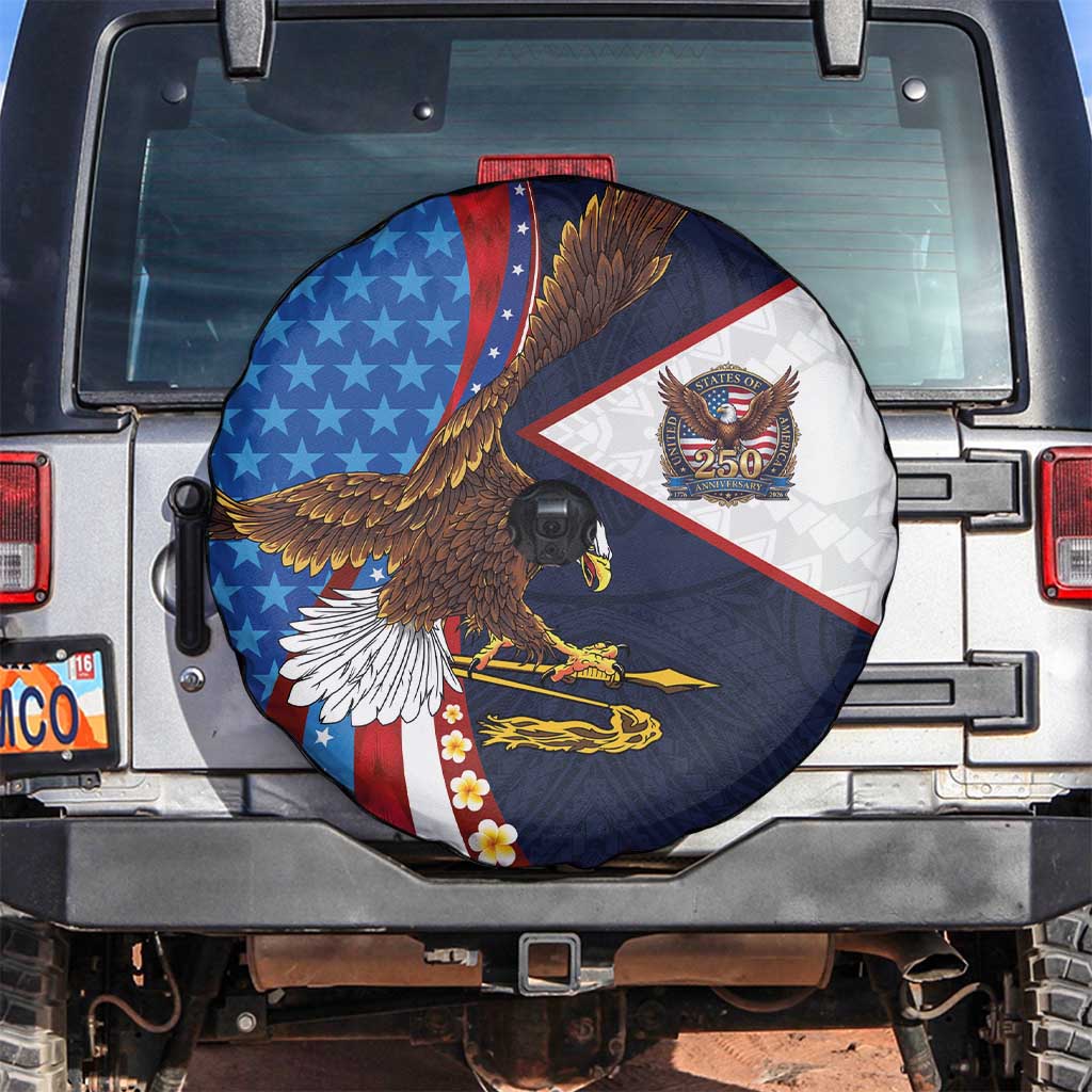 American Samoa and United States Semiquincentennial Spare Tire Cover Bald Eagle with National Flag Style LT03 Multicolor - Polynesian Pride