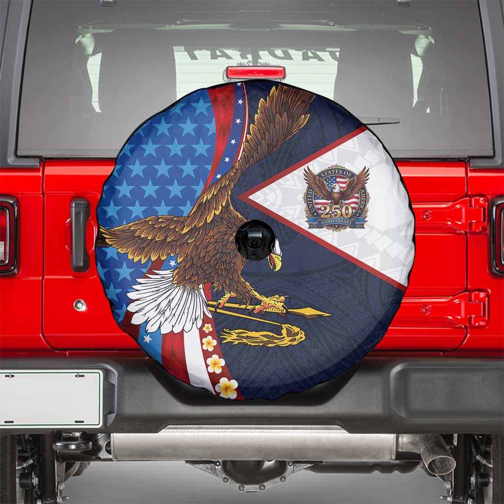 American Samoa and United States Semiquincentennial Spare Tire Cover Bald Eagle with National Flag Style LT03 - Polynesian Pride
