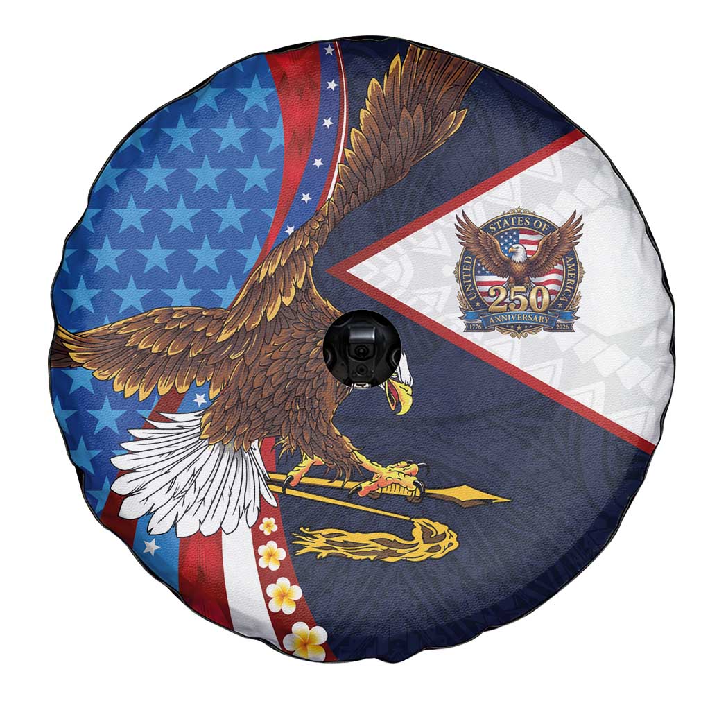American Samoa and United States Semiquincentennial Spare Tire Cover Bald Eagle with National Flag Style LT03 - Polynesian Pride