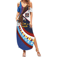 American Samoa and United States Semiquincentennial Summer Maxi Dress Bald Eagle with National Flag Style
