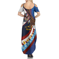 American Samoa and United States Semiquincentennial Summer Maxi Dress Bald Eagle with National Flag Style
