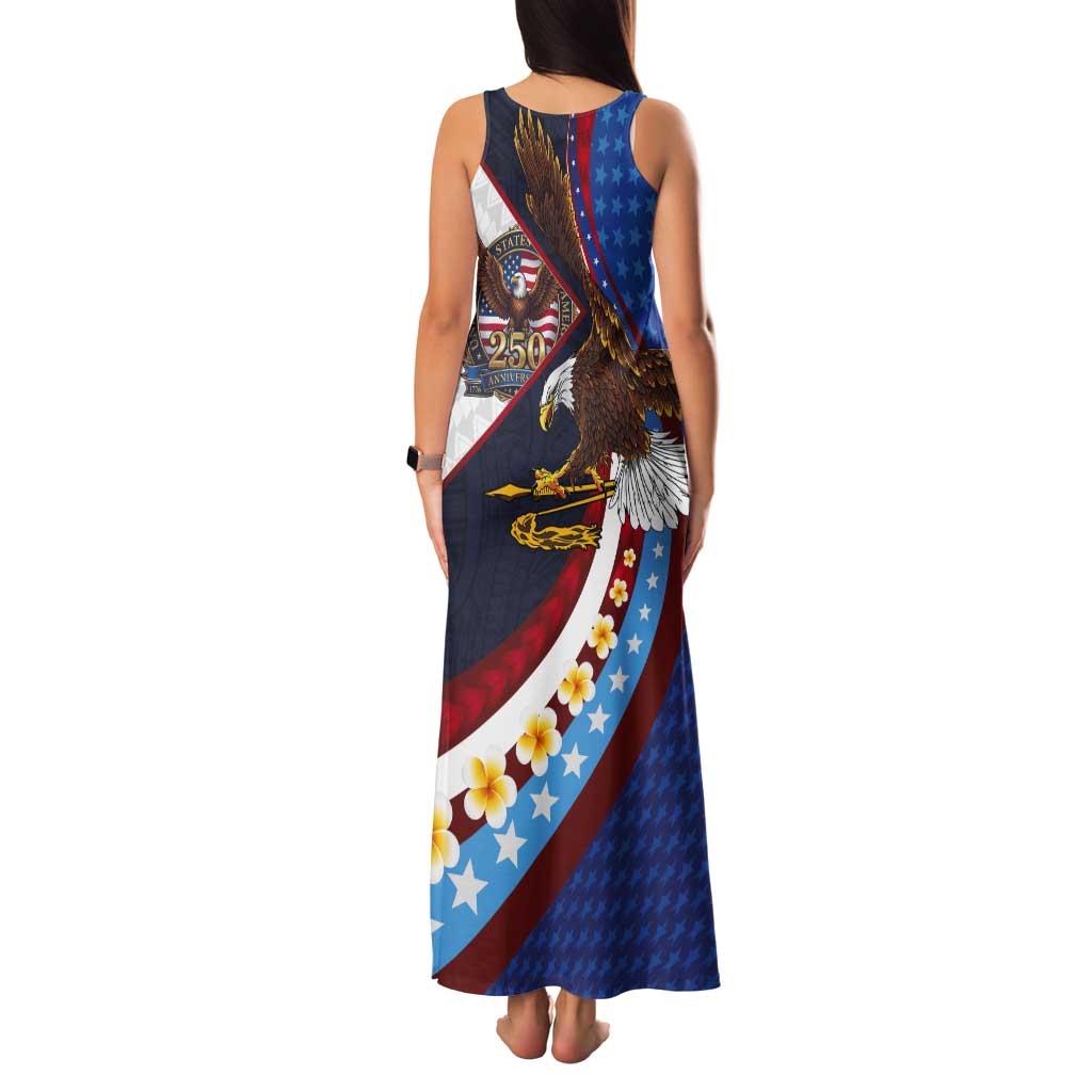 American Samoa and United States Semiquincentennial Tank Maxi Dress Bald Eagle with National Flag Style LT03 - Polynesian Pride