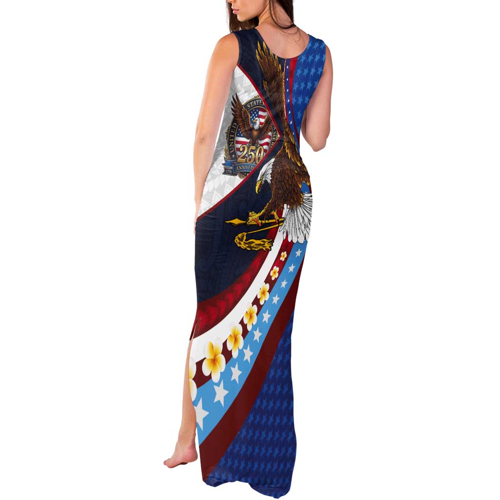 American Samoa and United States Semiquincentennial Tank Maxi Dress Bald Eagle with National Flag Style LT03 - Polynesian Pride