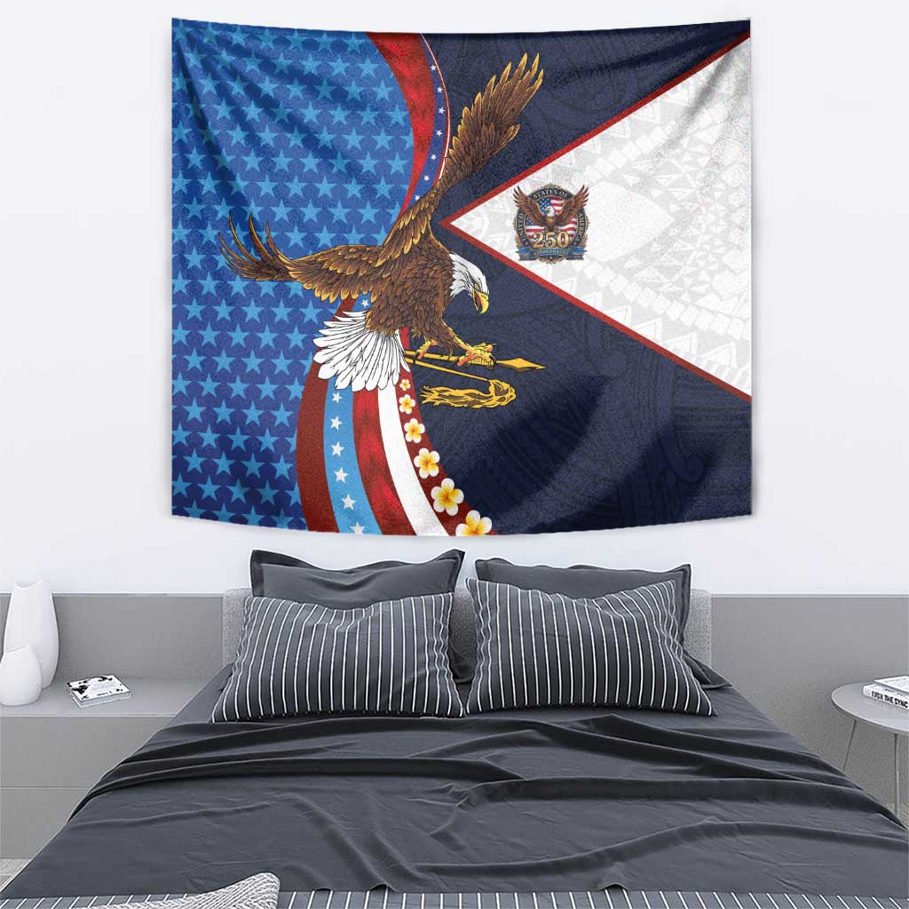 American Samoa and United States Semiquincentennial Tapestry Bald Eagle with National Flag Style LT03 - Polynesian Pride