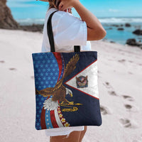 American Samoa and United States Semiquincentennial Tote Bag Bald Eagle with National Flag Style LT03 - Polynesian Pride
