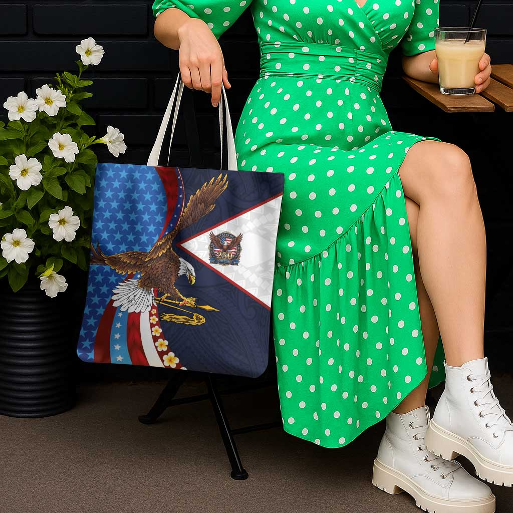 American Samoa and United States Semiquincentennial Tote Bag Bald Eagle with National Flag Style LT03 - Polynesian Pride