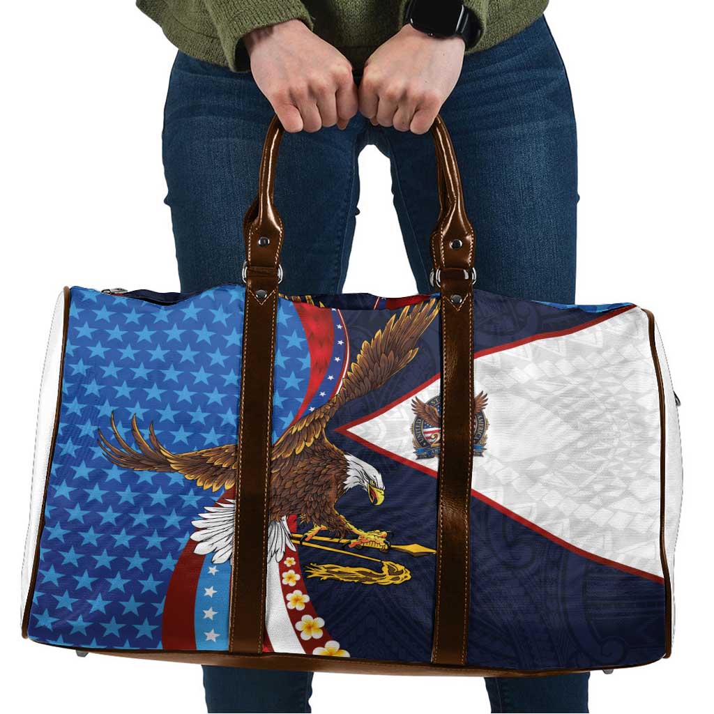 American Samoa and United States Semiquincentennial Travel Bag Bald Eagle with National Flag Style LT03 Multicolor - Polynesian Pride