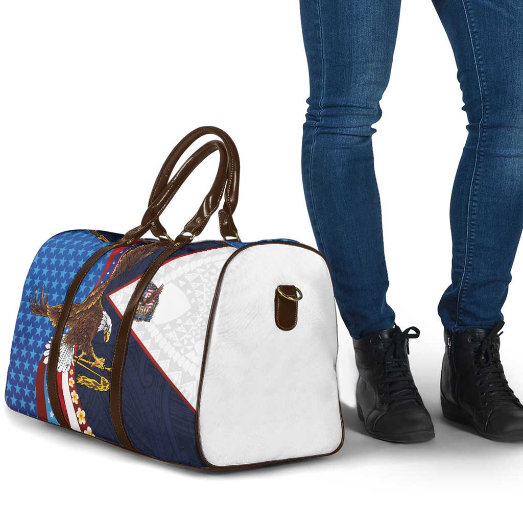 American Samoa and United States Semiquincentennial Travel Bag Bald Eagle with National Flag Style LT03 - Polynesian Pride