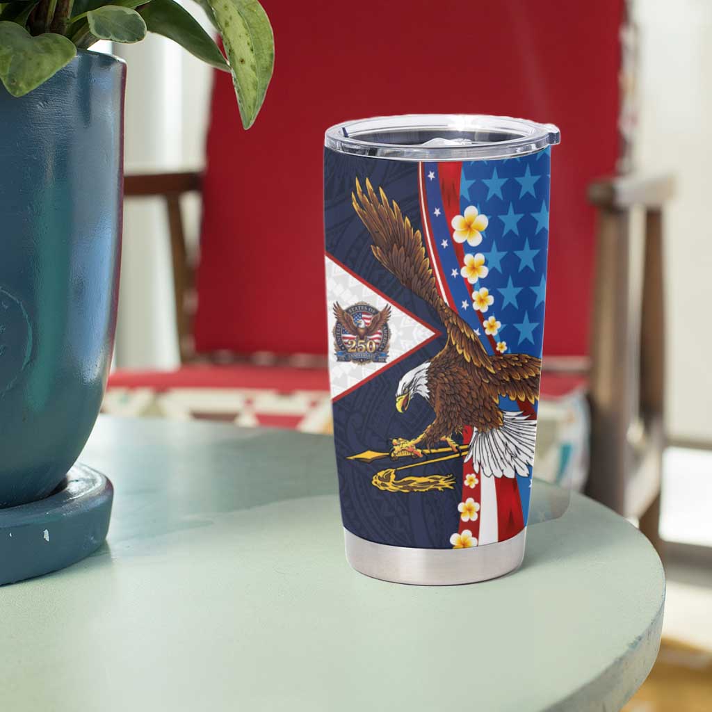American Samoa and United States Semiquincentennial Tumbler Cup Bald Eagle with National Flag Style LT03 - Polynesian Pride