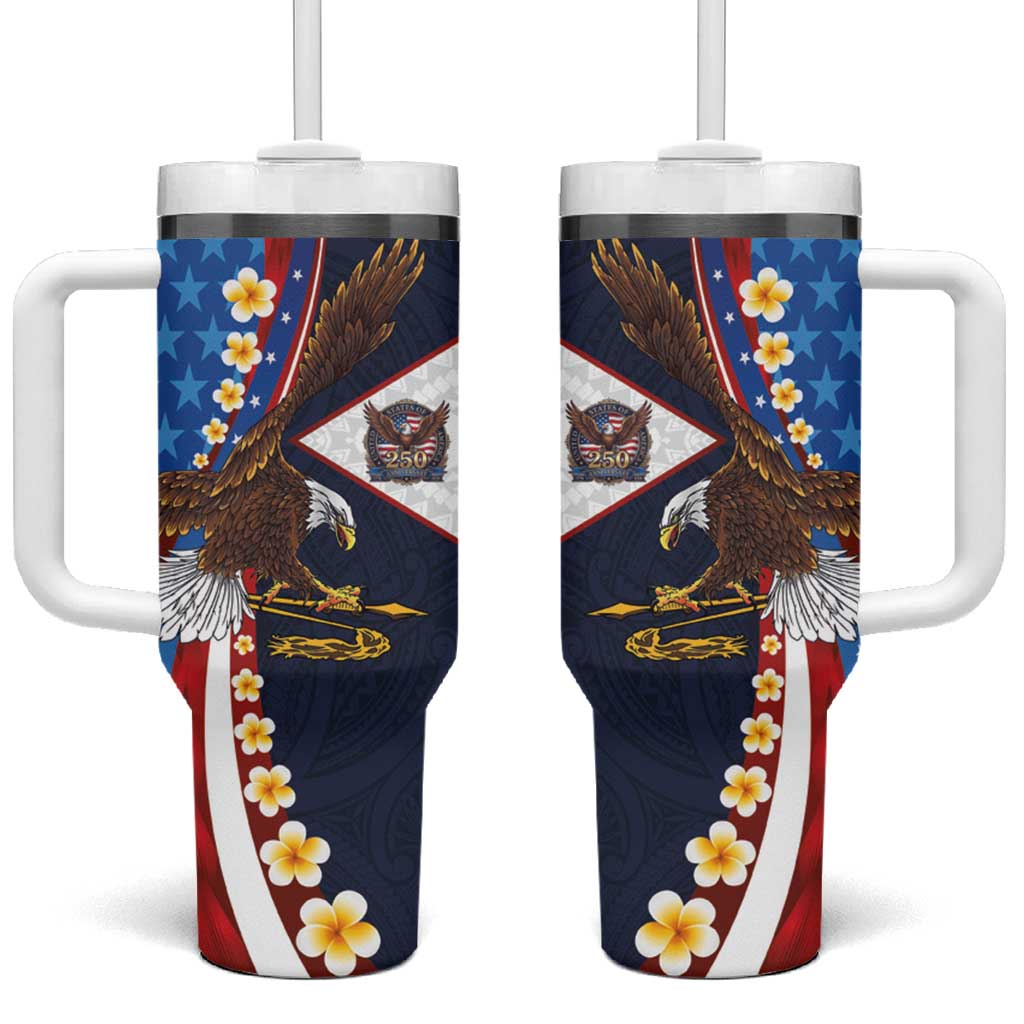 American Samoa and United States Semiquincentennial Tumbler With Handle Bald Eagle with National Flag Style LT03 One Size: 40 oz Multicolor - Polynesian Pride