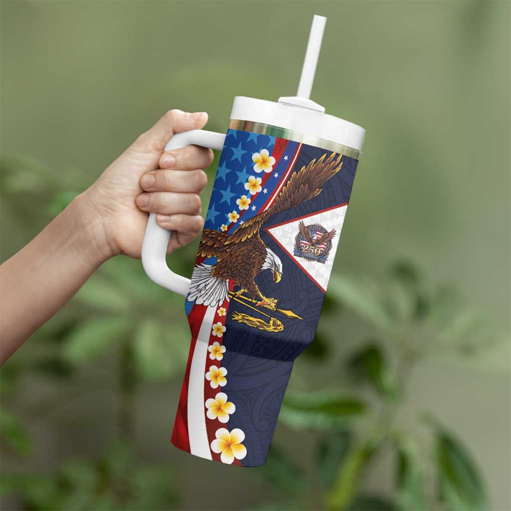 American Samoa and United States Semiquincentennial Tumbler With Handle Bald Eagle with National Flag Style LT03 - Polynesian Pride