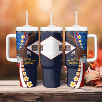 American Samoa and United States Semiquincentennial Tumbler With Handle Bald Eagle with National Flag Style LT03 - Polynesian Pride