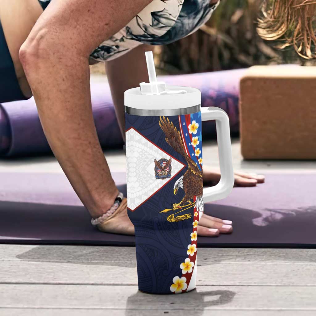 American Samoa and United States Semiquincentennial Tumbler With Handle Bald Eagle with National Flag Style LT03 - Polynesian Pride