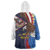 American Samoa and United States Semiquincentennial Wearable Blanket Hoodie Bald Eagle with National Flag Style LT03 - Polynesian Pride