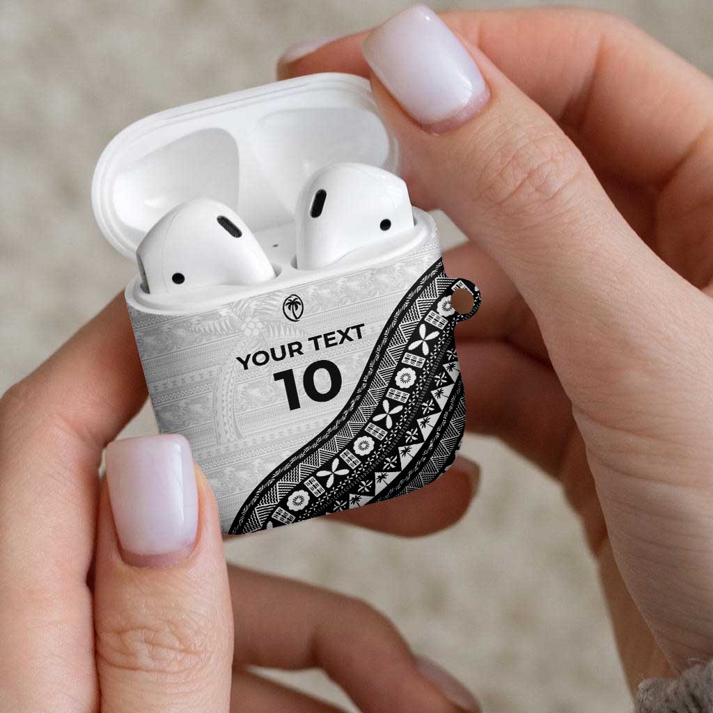 Custom Fijian Rugby AirPods Case Tapa Pattern and Palm Tree Tribal