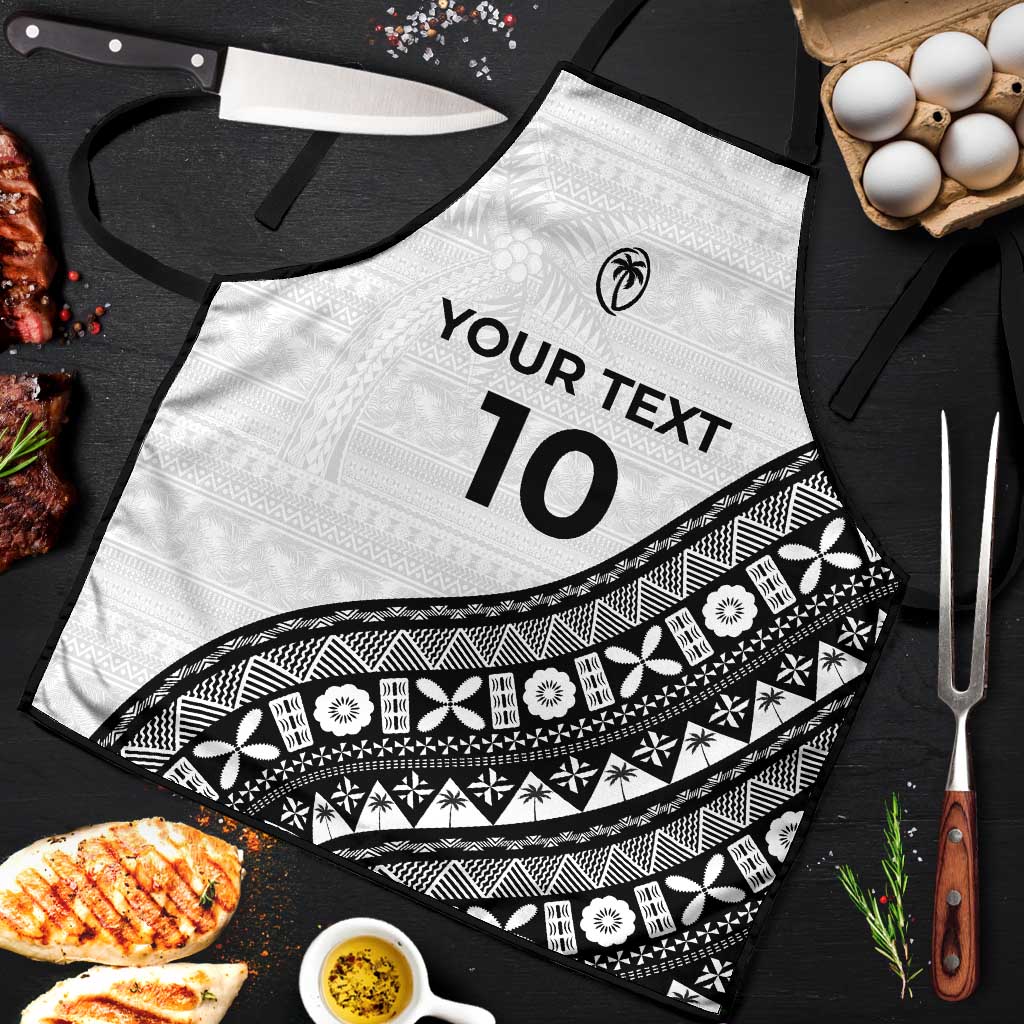 Custom Fijian Rugby Apron Tapa Pattern and Palm Tree Tribal LT03 White - Polynesian Pride