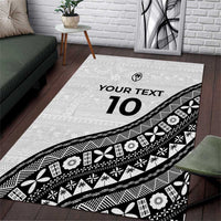 Custom Fijian Rugby Area Rug Tapa Pattern and Palm Tree Tribal