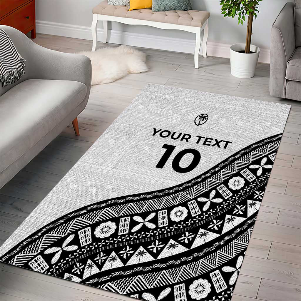 Custom Fijian Rugby Area Rug Tapa Pattern and Palm Tree Tribal