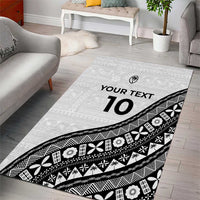 Custom Fijian Rugby Area Rug Tapa Pattern and Palm Tree Tribal