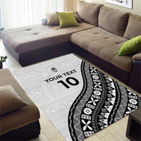 Custom Fijian Rugby Area Rug Tapa Pattern and Palm Tree Tribal
