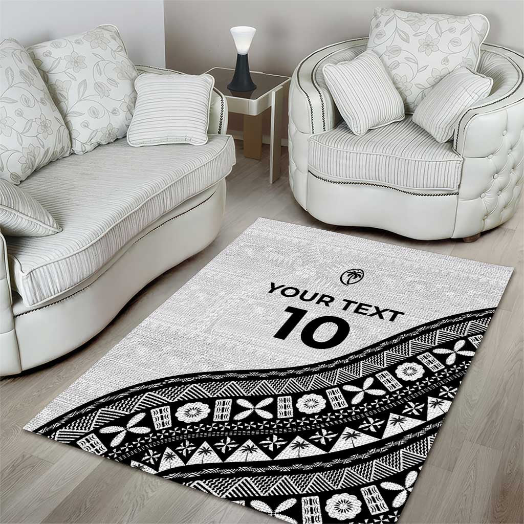 Custom Fijian Rugby Area Rug Tapa Pattern and Palm Tree Tribal
