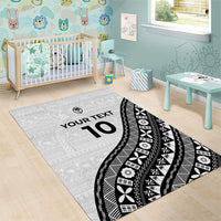 Custom Fijian Rugby Area Rug Tapa Pattern and Palm Tree Tribal