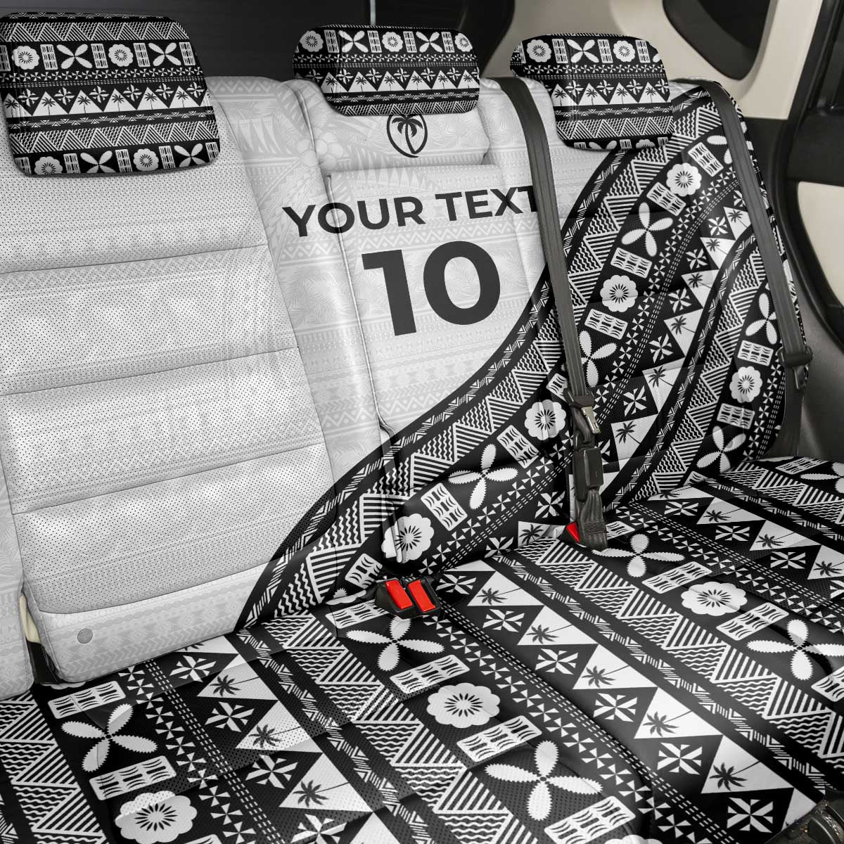 Custom Fijian Rugby Back Car Seat Cover Tapa Pattern and Palm Tree Tribal LT03 - Polynesian Pride