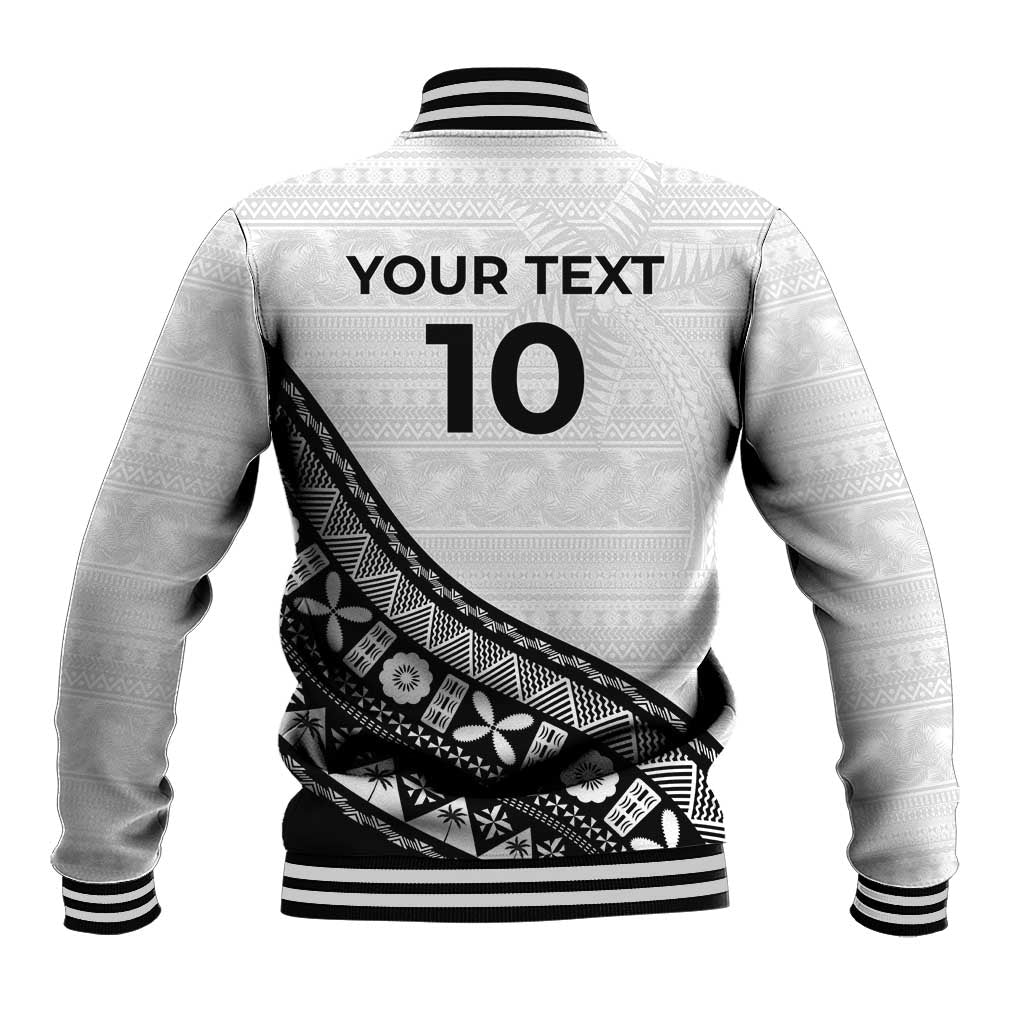 Custom Fijian Rugby Baseball Jacket Tapa Pattern and Palm Tree Tribal LT03 - Polynesian Pride