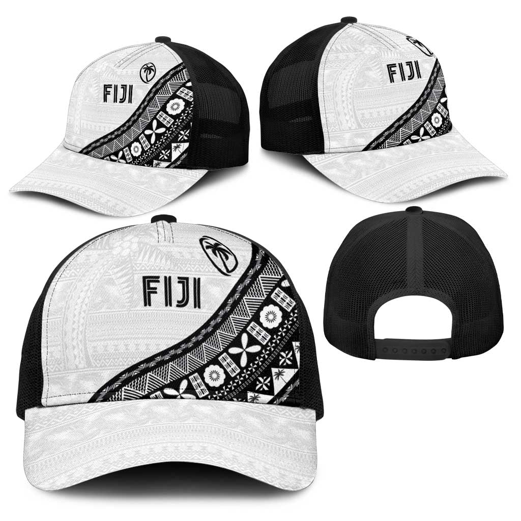 Fijian Rugby Baseball Net Cap Tapa Pattern and Palm Tree Tribal LT03 - Polynesian Pride