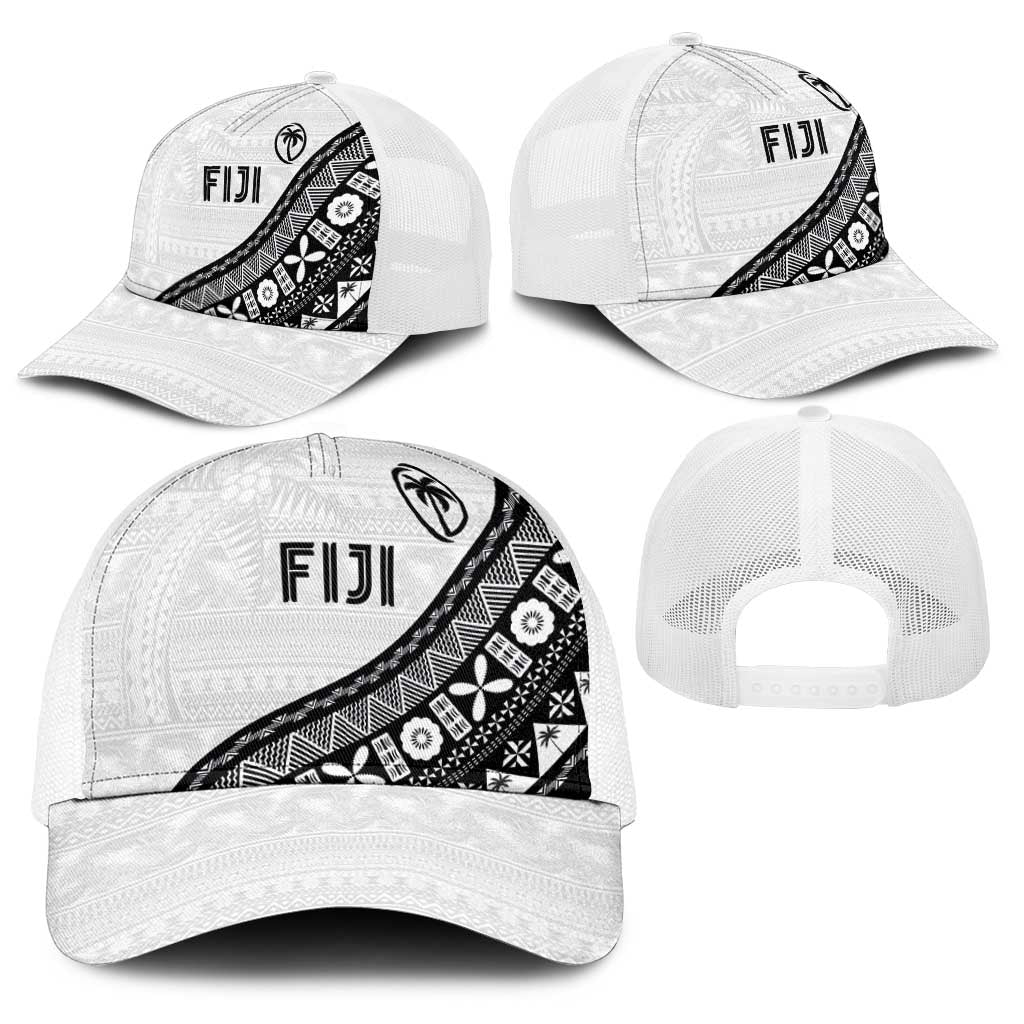 Fijian Rugby Baseball Net Cap Tapa Pattern and Palm Tree Tribal LT03 - Polynesian Pride