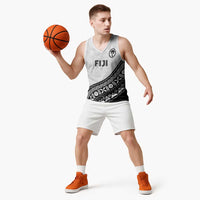 Custom Fijian Rugby Basketball Jersey Tapa Pattern and Palm Tree Tribal LT03 - Polynesian Pride