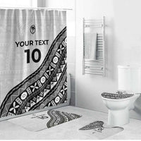 Custom Fijian Rugby Bathroom Set Tapa Pattern and Palm Tree Tribal LT03 Bathroom Set (4 pcs) White - Polynesian Pride