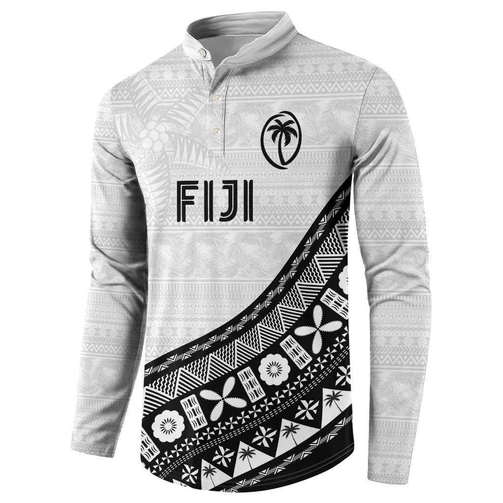 Custom Fijian Rugby Button Sweatshirt Tapa Pattern and Palm Tree Tribal LT03 - Polynesian Pride