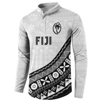 Custom Fijian Rugby Button Sweatshirt Tapa Pattern and Palm Tree Tribal LT03 - Polynesian Pride