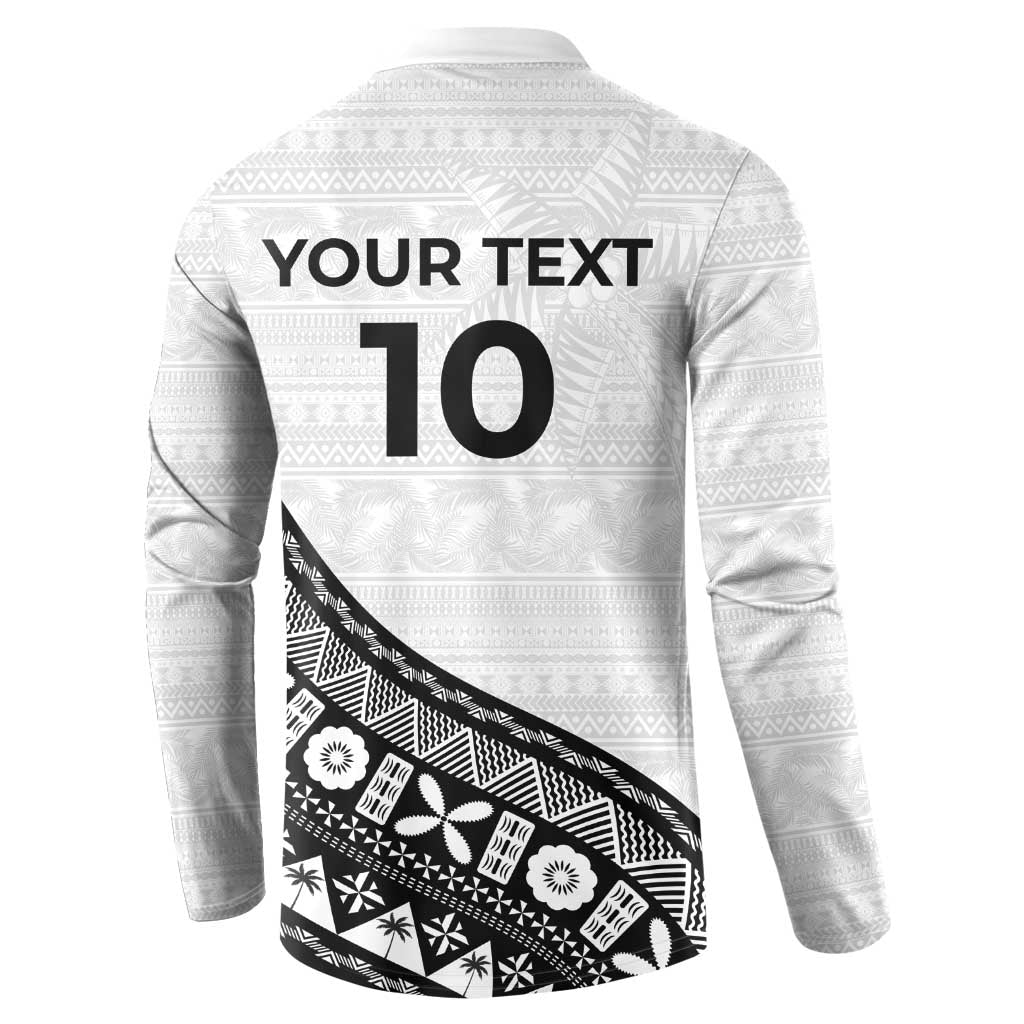 Custom Fijian Rugby Button Sweatshirt Tapa Pattern and Palm Tree Tribal LT03 - Polynesian Pride