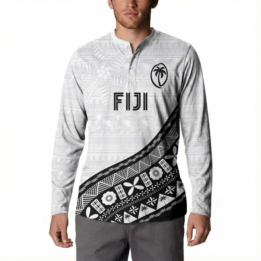 Custom Fijian Rugby Button Sweatshirt Tapa Pattern and Palm Tree Tribal LT03 - Polynesian Pride