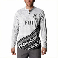 Custom Fijian Rugby Button Sweatshirt Tapa Pattern and Palm Tree Tribal LT03 - Polynesian Pride