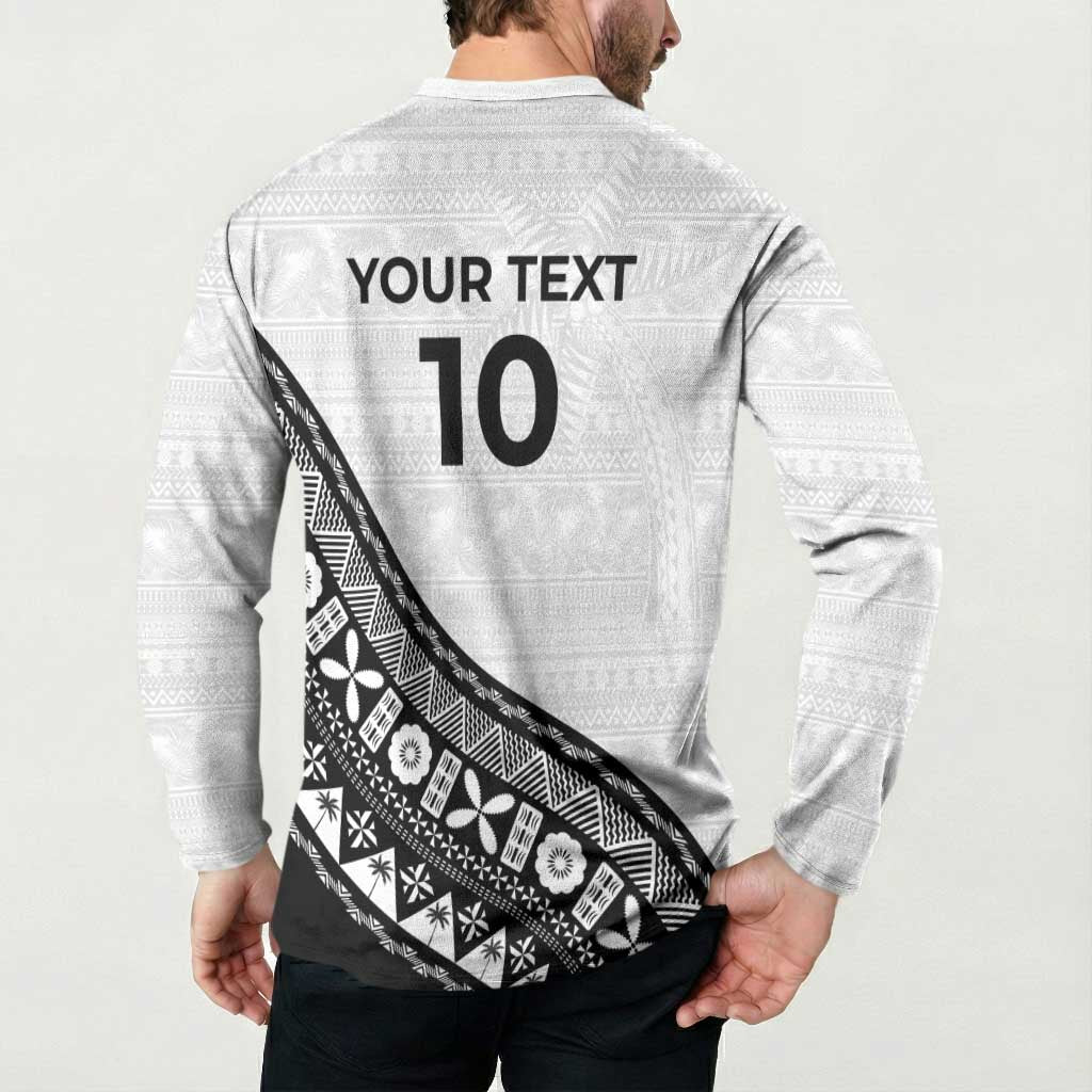 Custom Fijian Rugby Button Sweatshirt Tapa Pattern and Palm Tree Tribal LT03 - Polynesian Pride