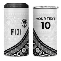 Custom Fijian Rugby 4 in 1 Can Cooler Tumbler Tapa Pattern and Palm Tree Tribal LT03 One Size: 16 oz White - Polynesian Pride