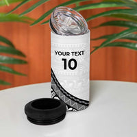 Custom Fijian Rugby 4 in 1 Can Cooler Tumbler Tapa Pattern and Palm Tree Tribal LT03 - Polynesian Pride