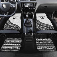 Custom Fijian Rugby Car Mats Tapa Pattern and Palm Tree Tribal LT03 Set 4pcs White - Polynesian Pride