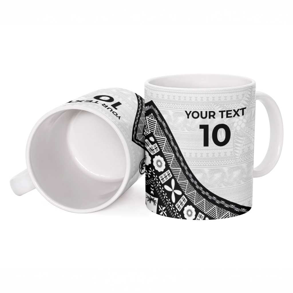 Custom Fijian Rugby Ceramic Mug Tapa Pattern and Palm Tree Tribal LT03 - Polynesian Pride
