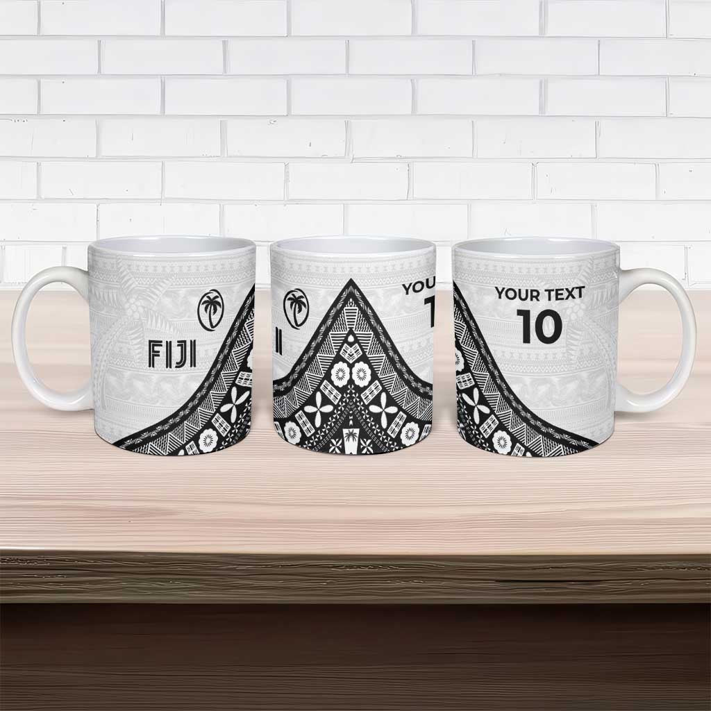 Custom Fijian Rugby Ceramic Mug Tapa Pattern and Palm Tree Tribal LT03 - Polynesian Pride